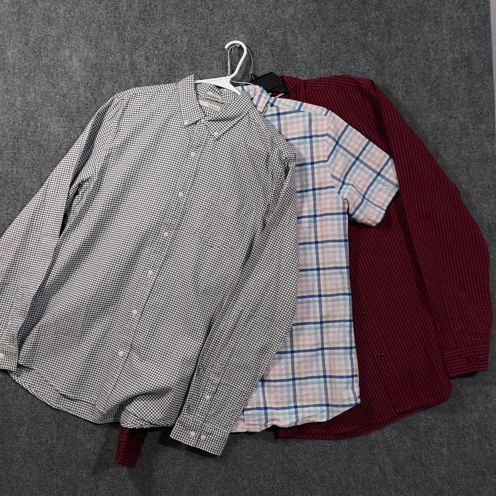 Hawker Rye Shirt Lot Mens Large Tall Gingham Plaid Button‎ Down Long & Short